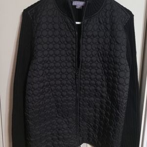 Laura Scott Black Ribbed Knit Jacket